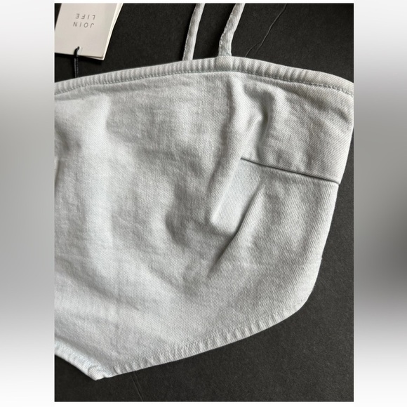 Zara Light Wash Denim Jean Bandana Crop Casual Stretch Tank Top Size Small NWT - Picture 5 of 10